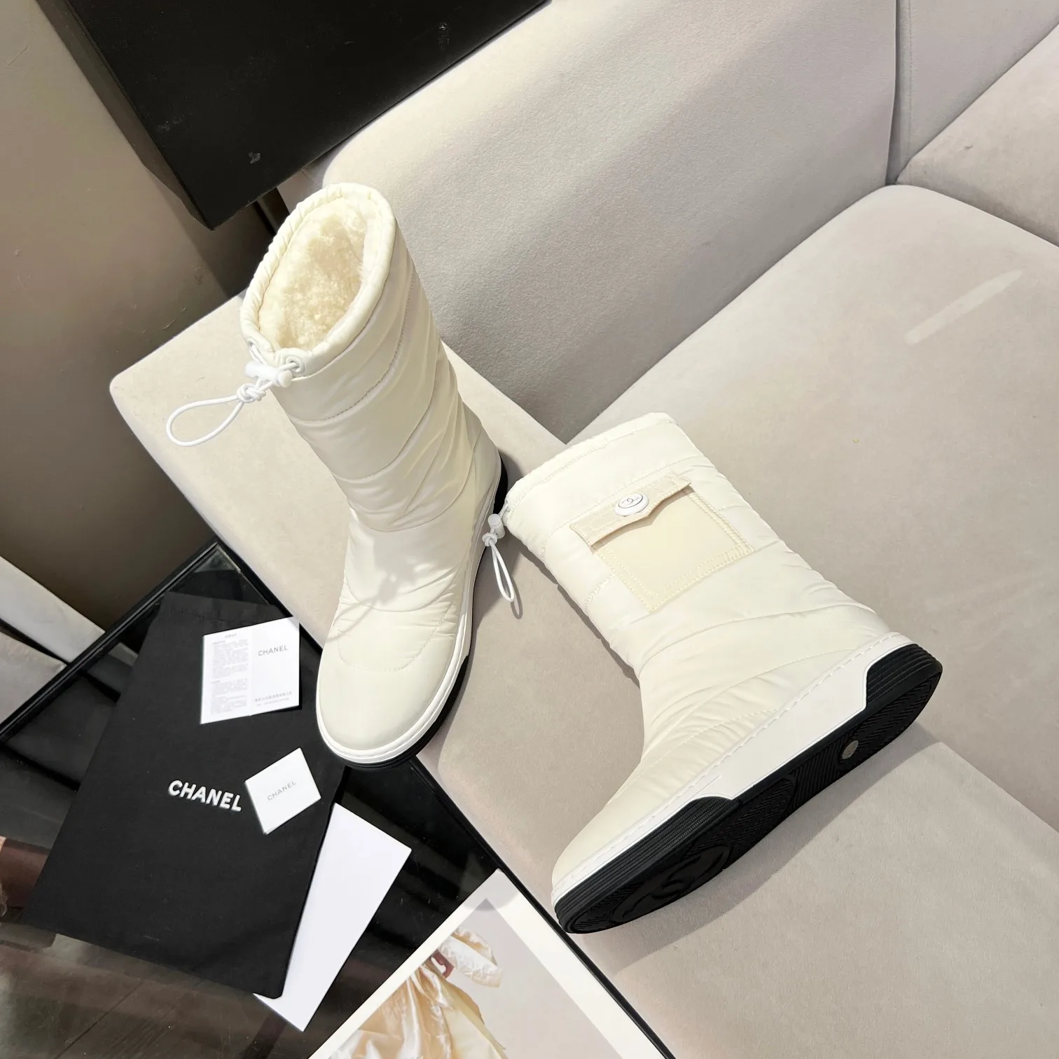 Chanel Short Boots White - Image 4