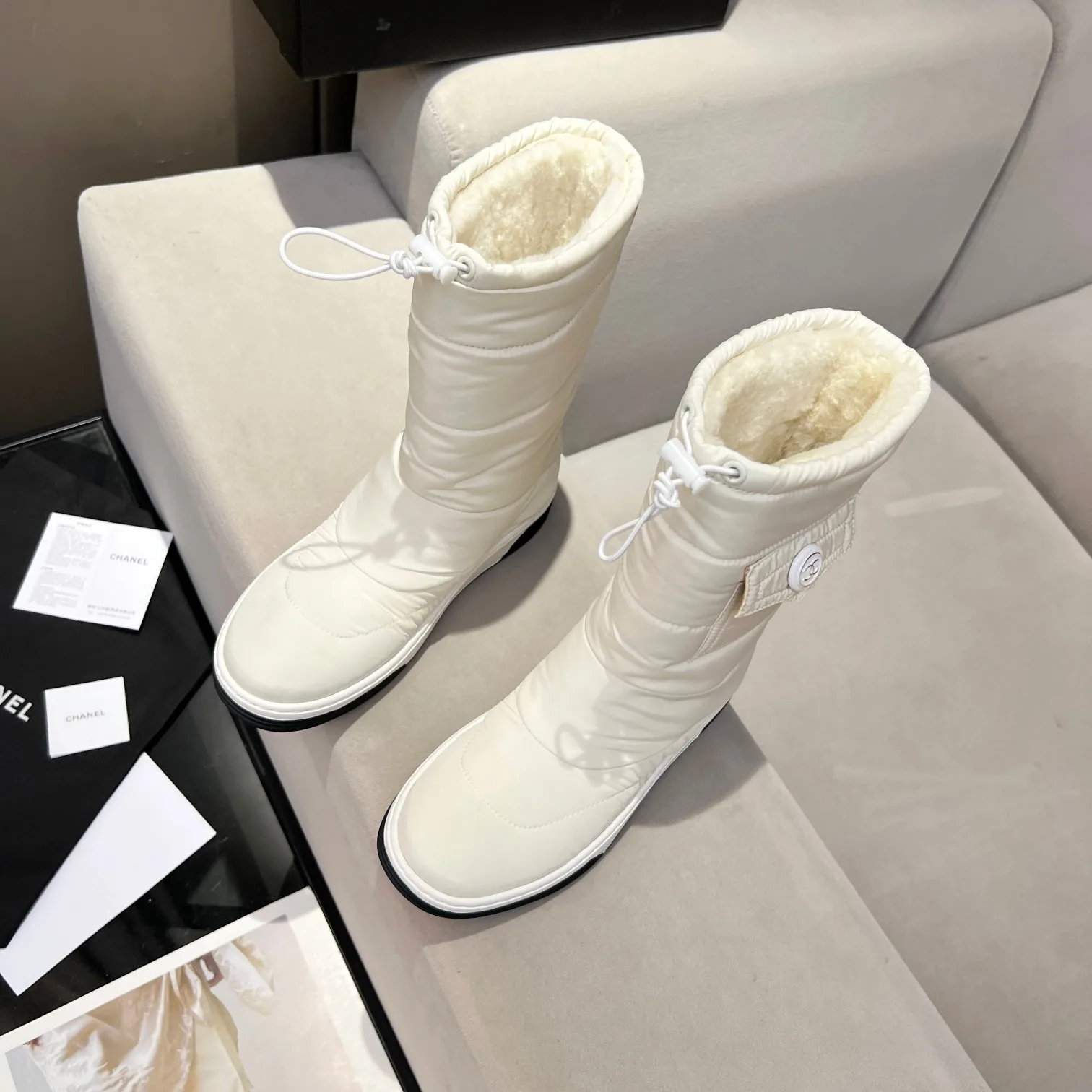 Chanel Short Boots White - Image 7