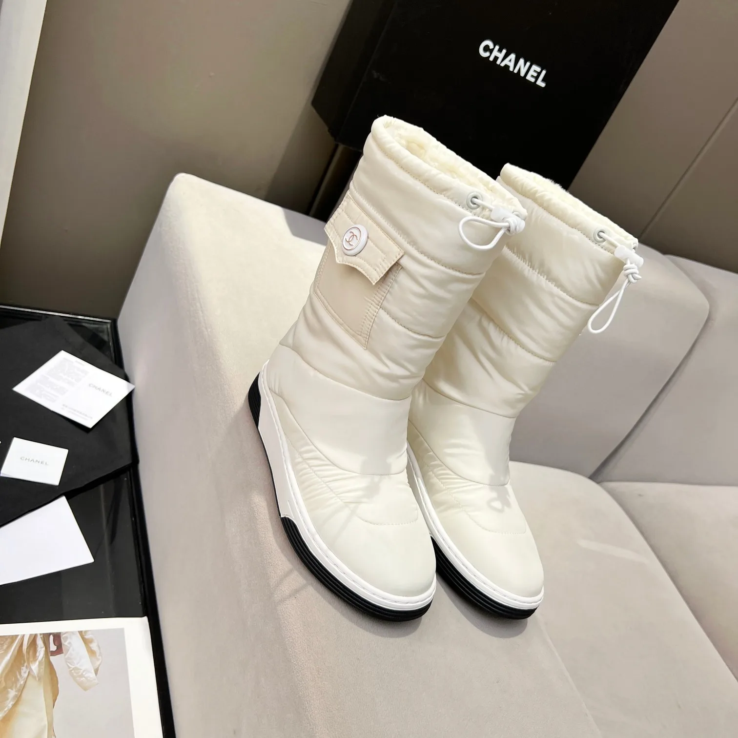 Chanel Short Boots White - Image 9