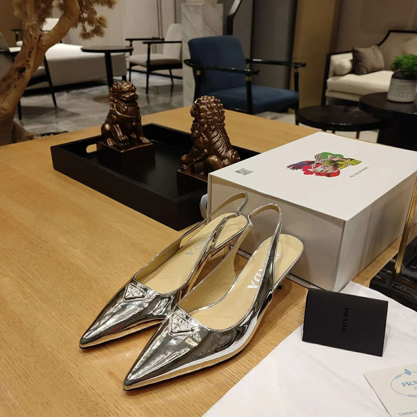 Alternative view of Prada Slingback Spike Pumps Silver