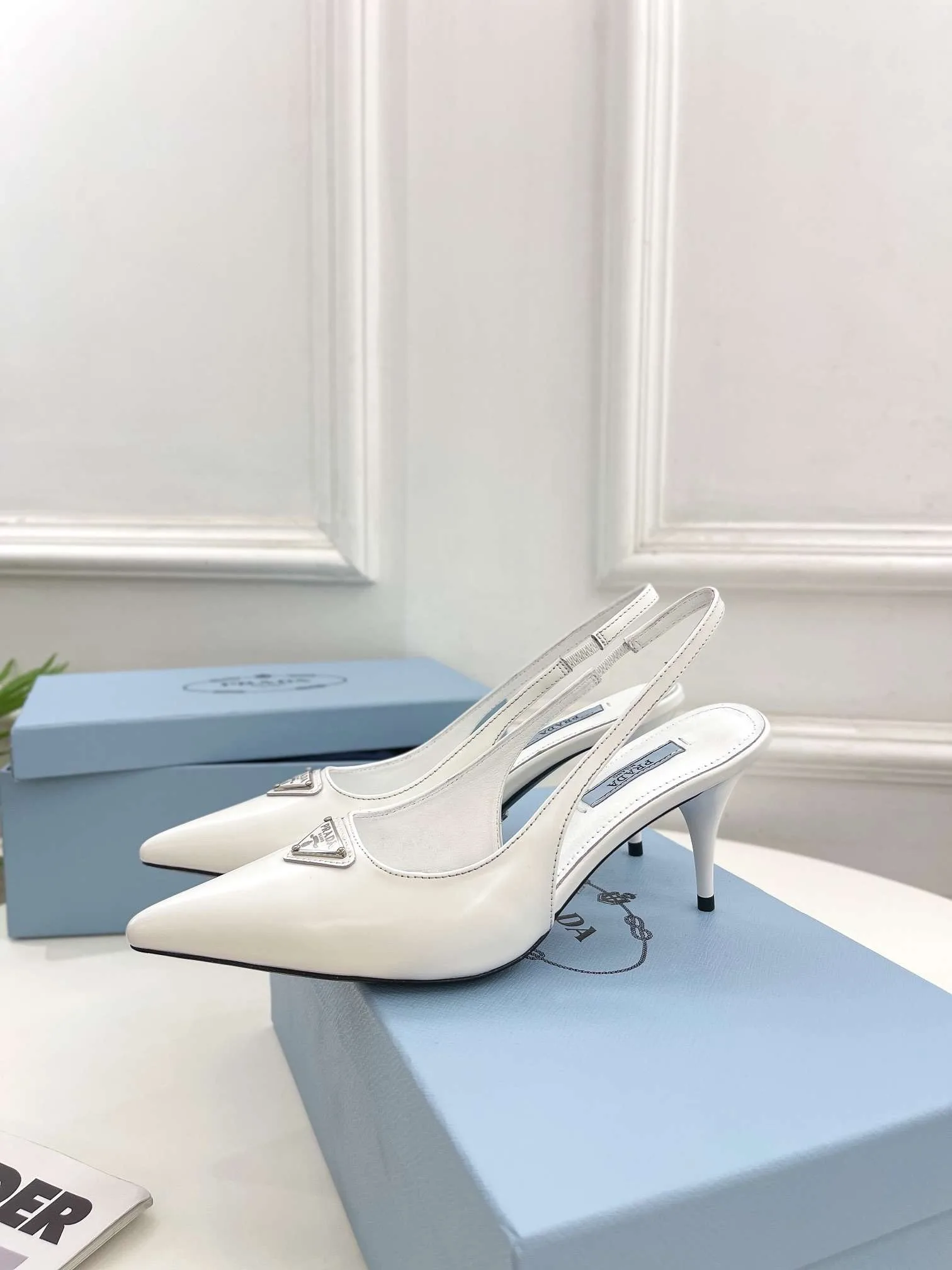 Alternative view of Prada Slingback Spike Pumps White