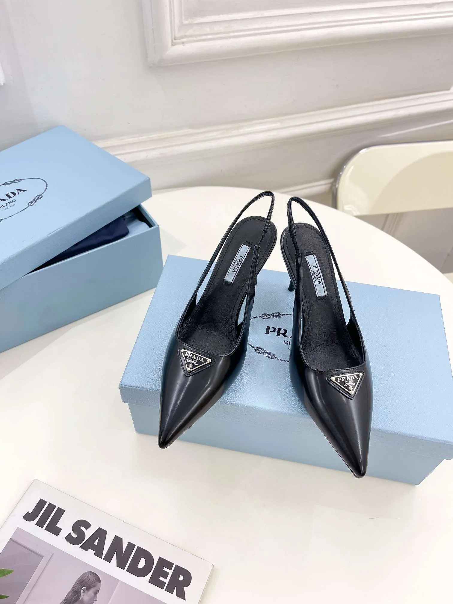 Alternative view of Prada Slingback Spike Pumps Black