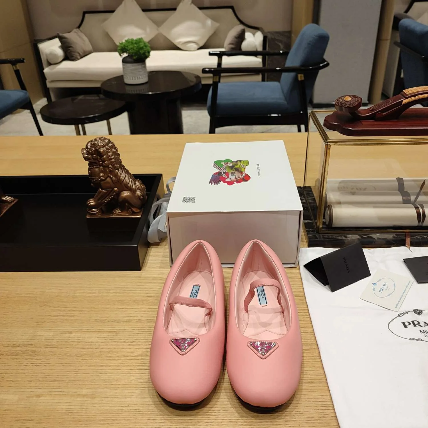 Prada Soft Padded Nappa Ballerinas Light Pink - Image 3