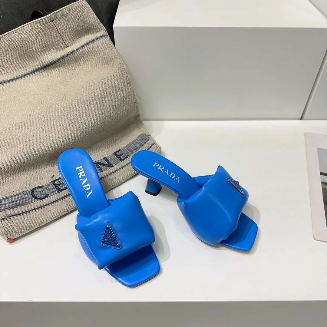 Alternative view of Prada Soft Padded Nappa Sandals Blue
