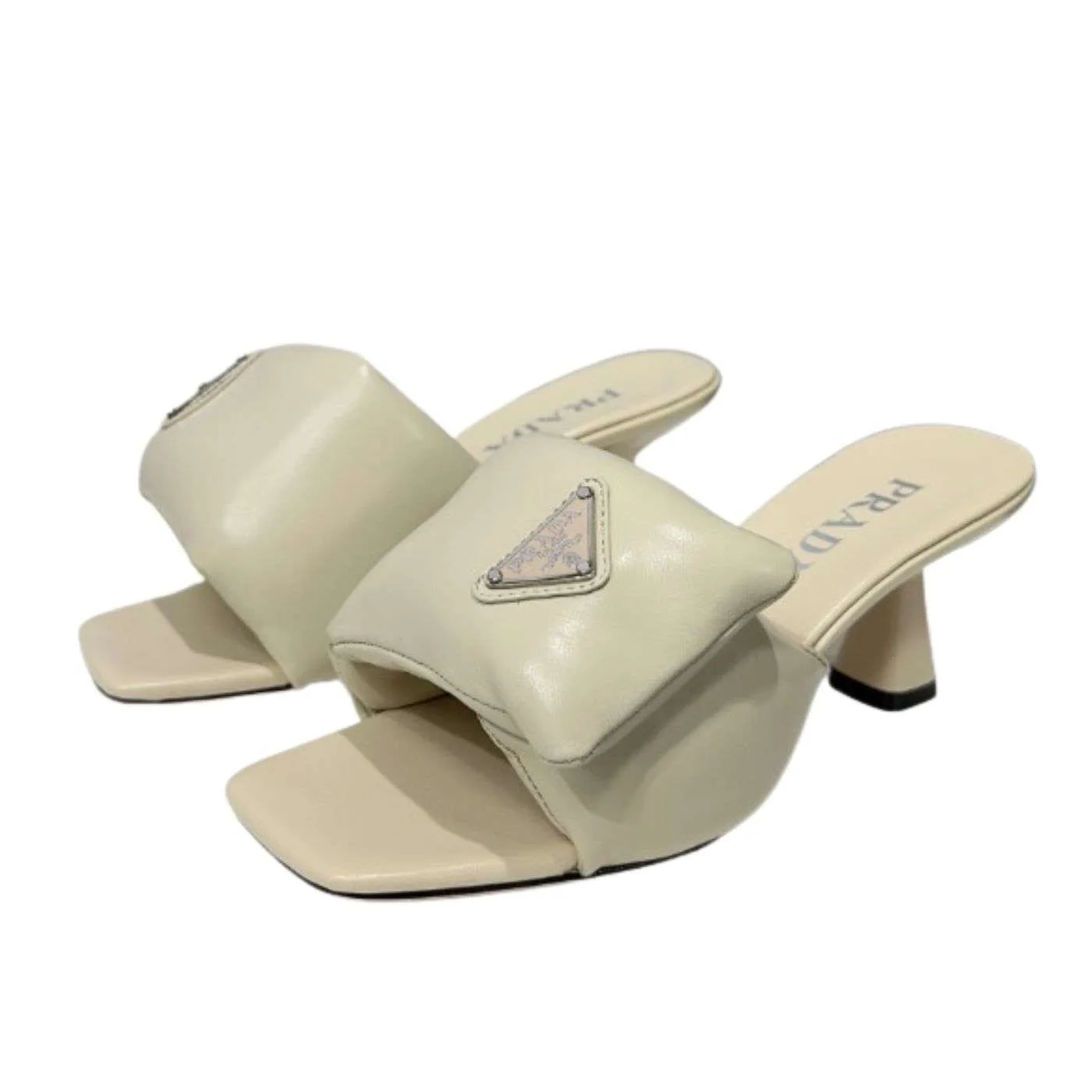 Prada Soft Padded Nappa Sandals Cream