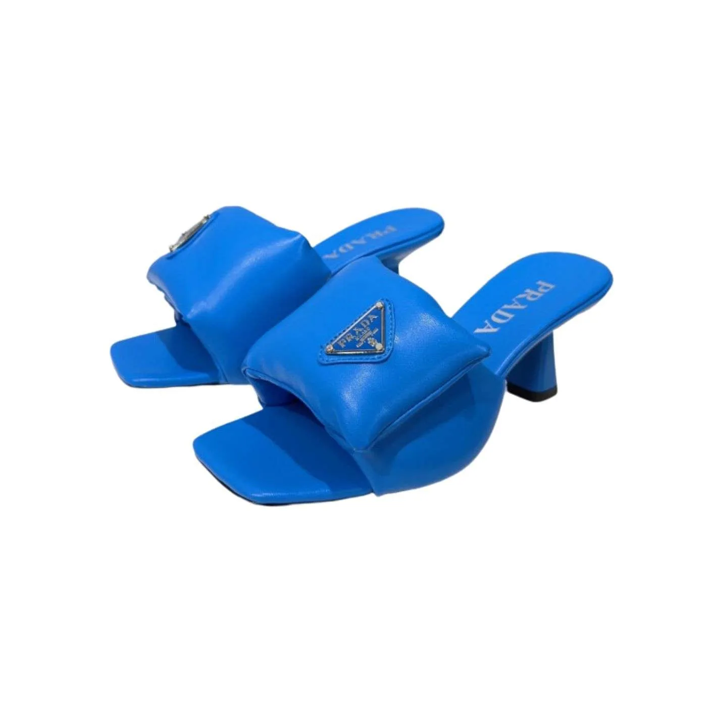 Prada Soft Padded Nappa Sandals Blue