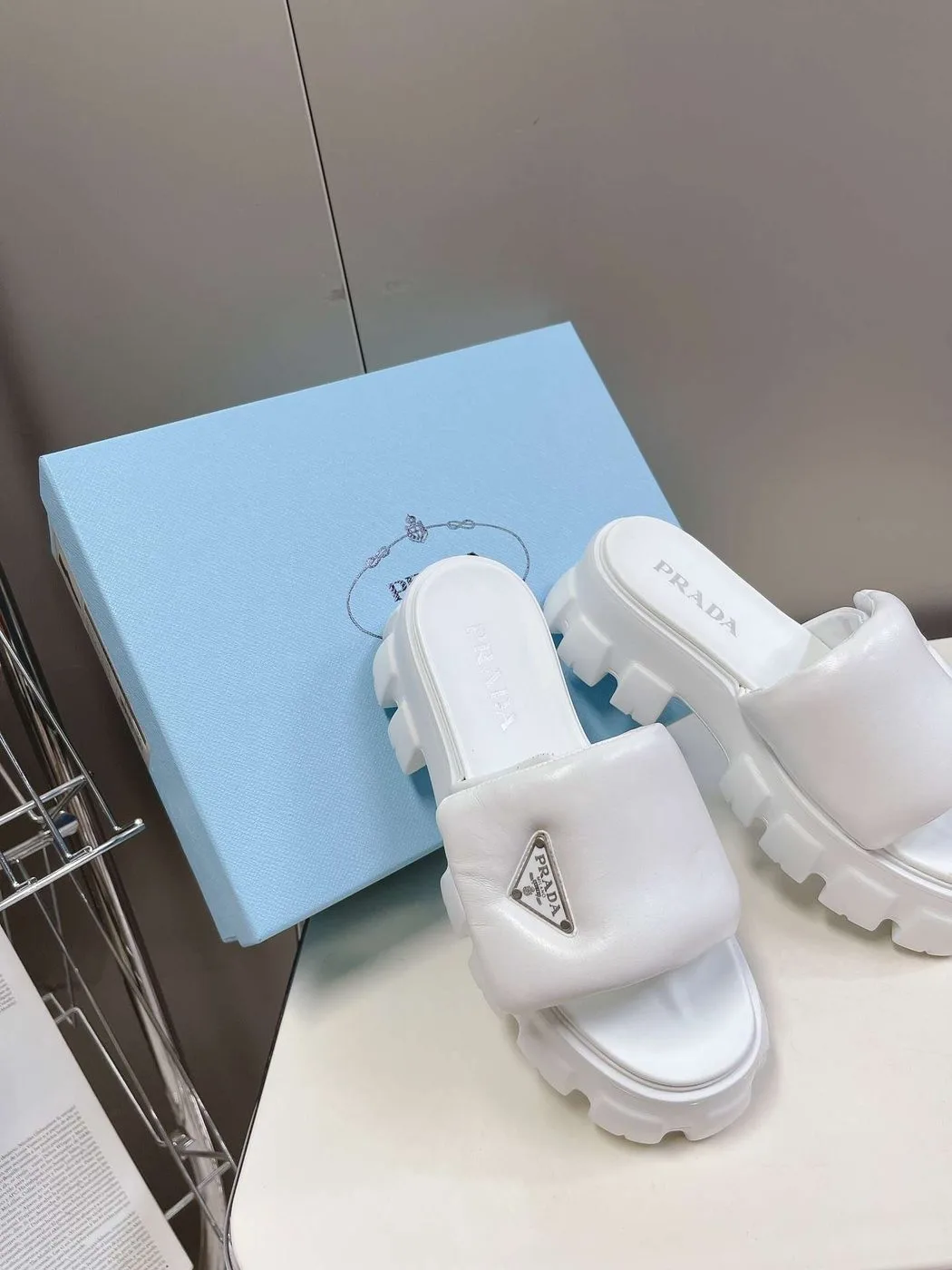 Alternative view of Prada Soft Padded Slides White