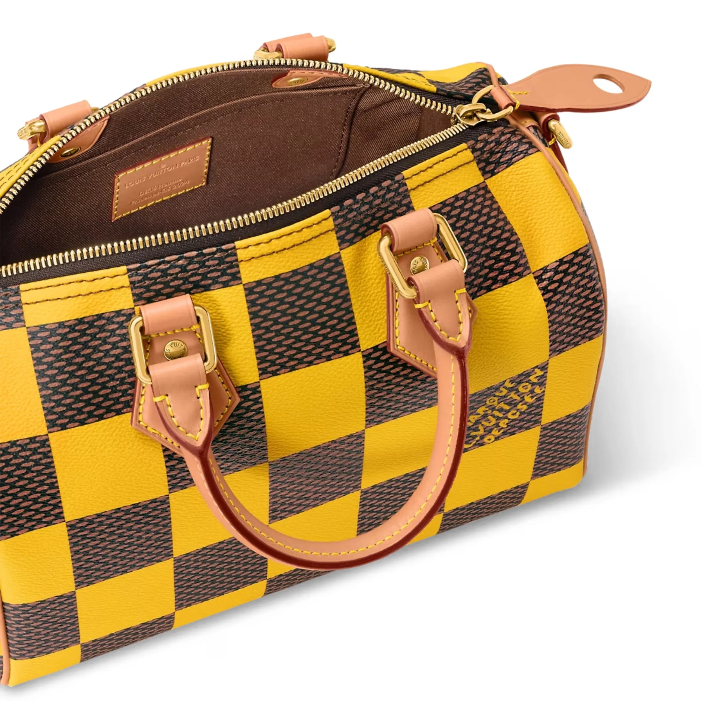 Louis Vuitton Speedy 25 Bandouliere Top Handle Bag / Damier Pop Yellow Gold Hardware - Image 6