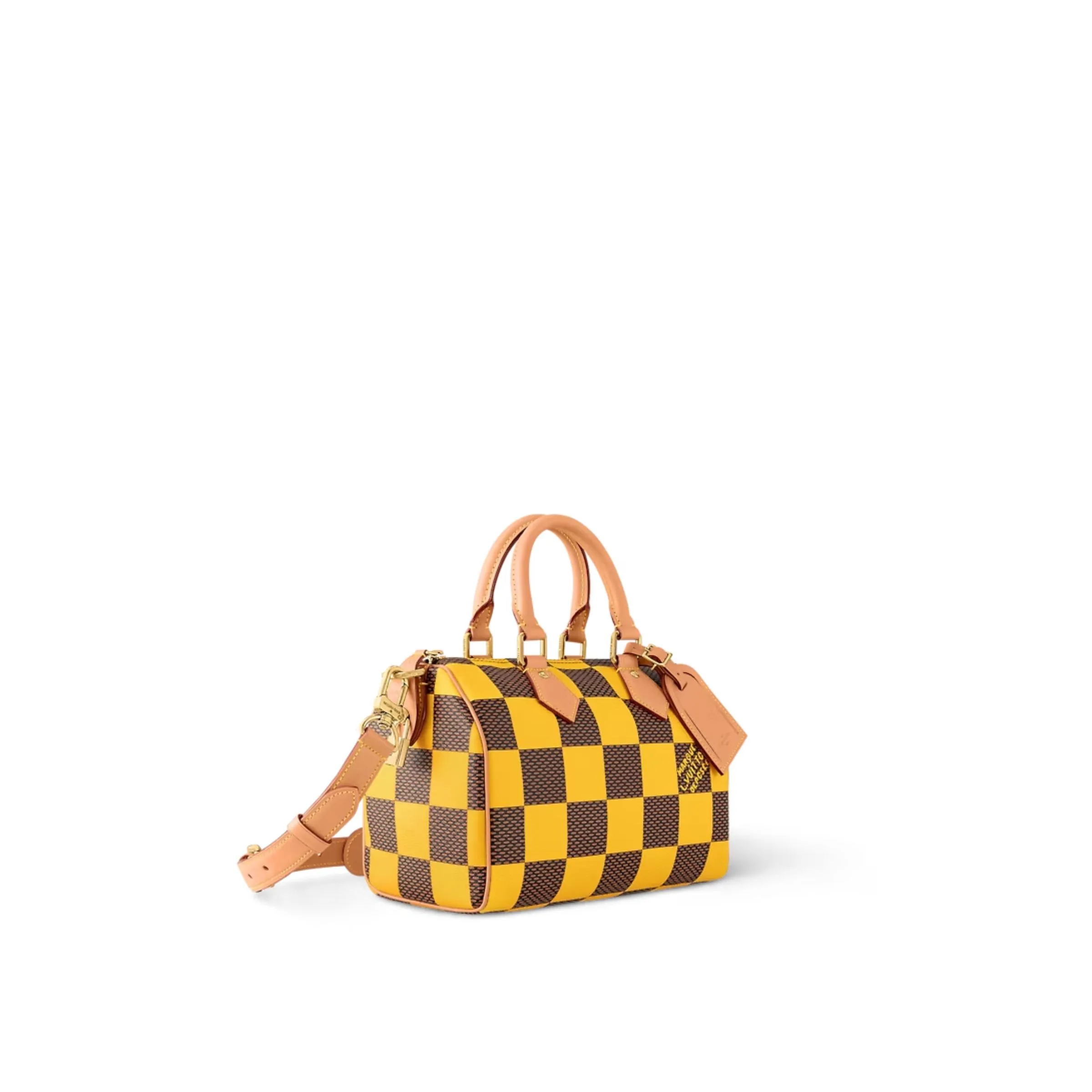Louis Vuitton Speedy 25 Bandouliere Top Handle Bag / Damier Pop Yellow Gold Hardware - Image 4