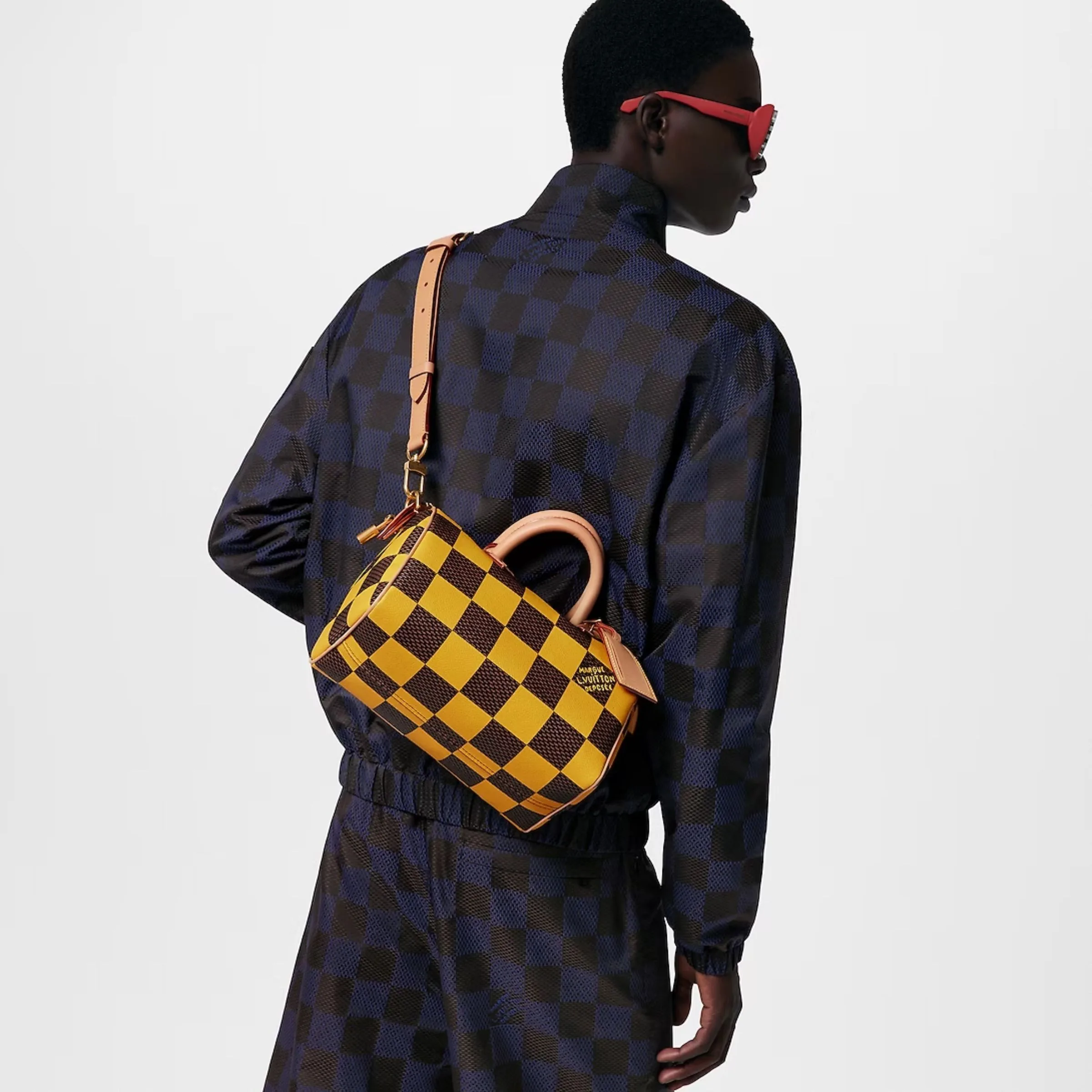 Alternative view of Louis Vuitton Speedy 25 Bandouliere Top Handle Bag / Damier Pop Yellow Gold Hardware