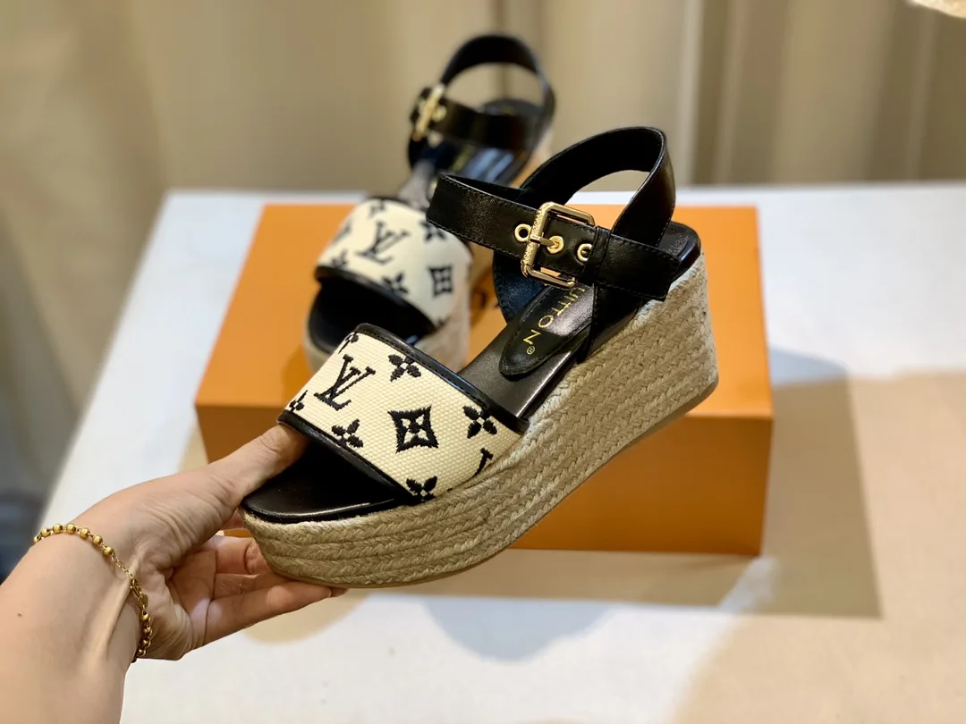 Louis Vuitton Starboard Wedge Sandal Black 1ABT17 - Image 4