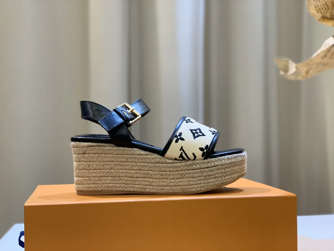 Louis Vuitton Starboard Wedge Sandal Black 1ABT17 - Image 8