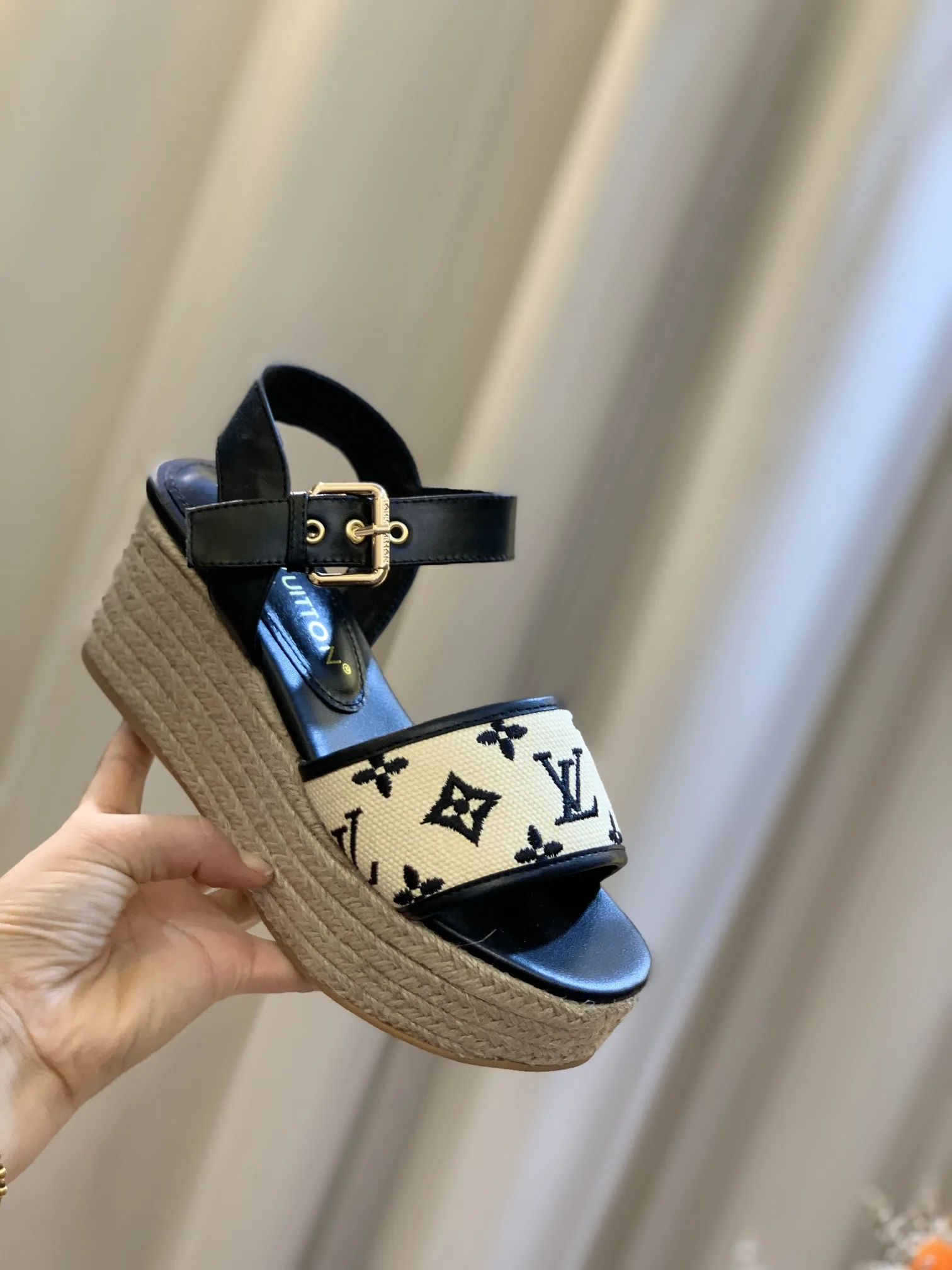 Louis Vuitton Starboard Wedge Sandal Black 1ABT17 - Image 9