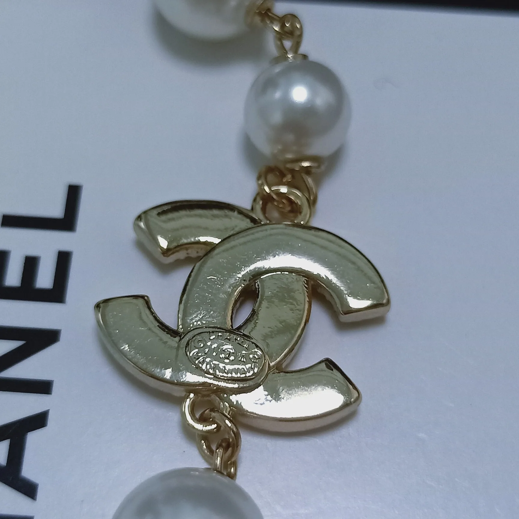 Alternative view of Chanel Three Chanel Iconics Pearl Necklace White