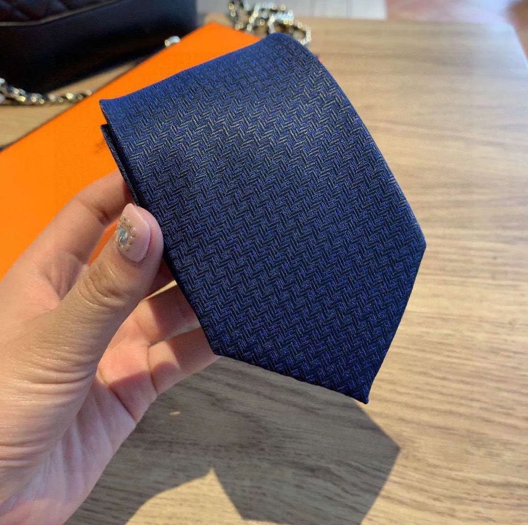 Hermes Tie 7 Faconnee New H Navy Blue - Image 9