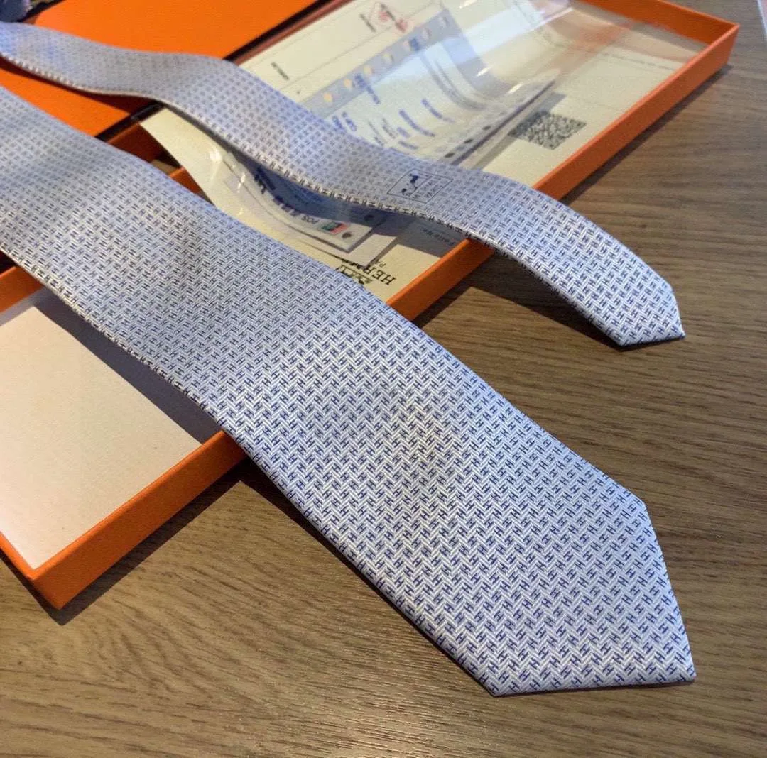 Hermes Tie 7 Faconnee New H Grey - Image 3