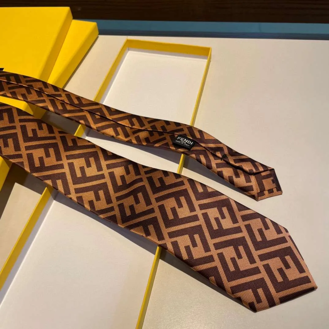 Fendi Tie Silk Necktie Brown - Image 8