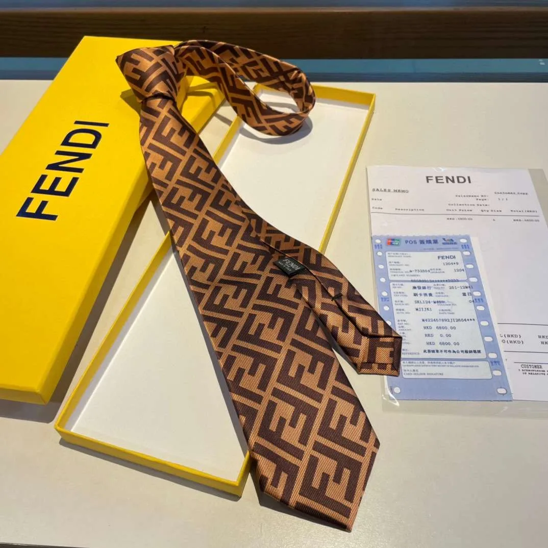 Fendi Tie Silk Necktie Brown - Image 6