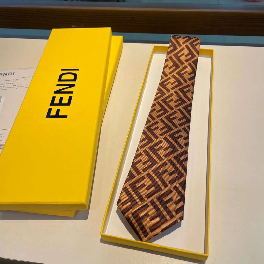 Fendi Tie Silk Necktie Brown - Image 4