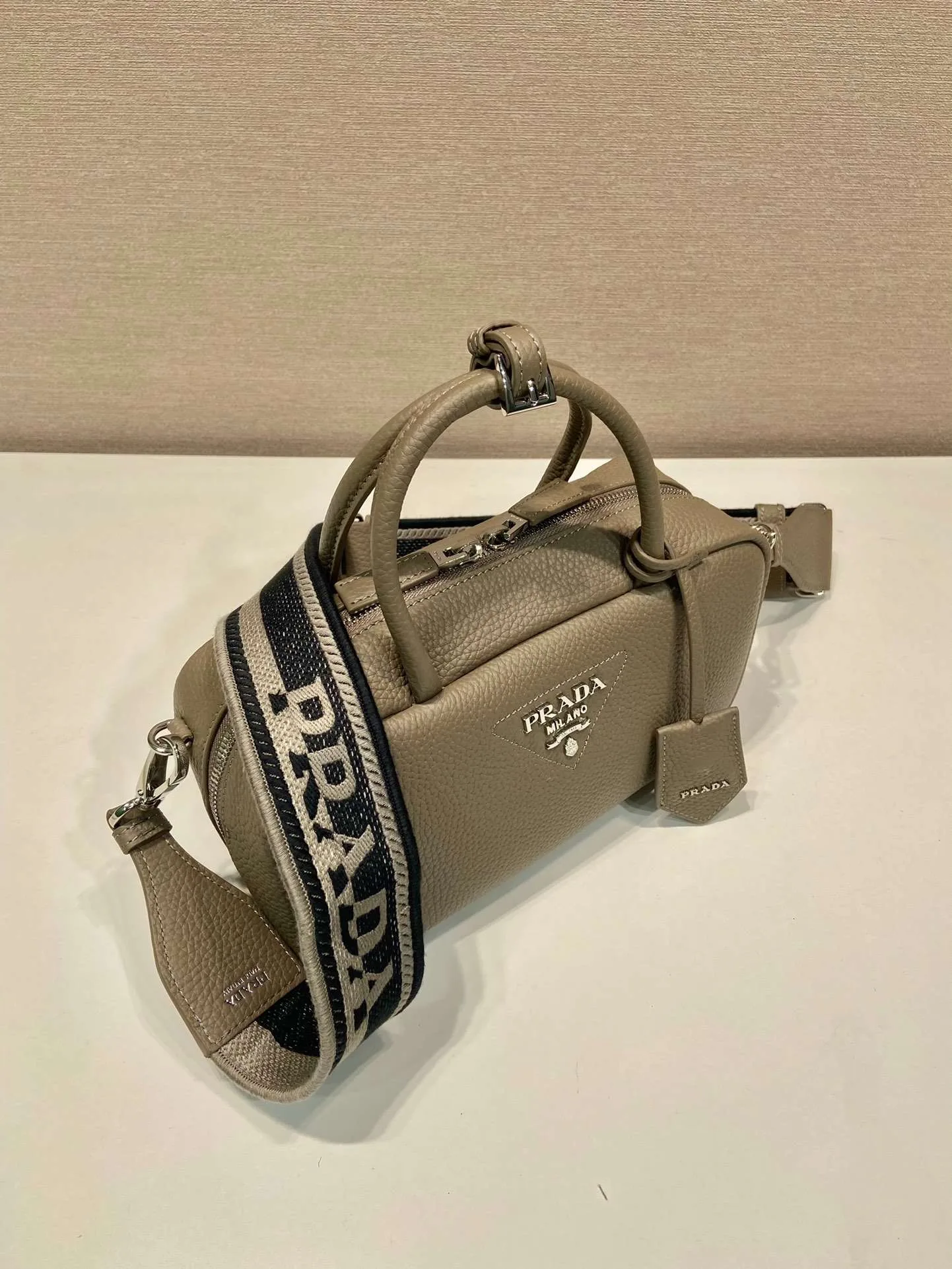Prada Top-Handle Bag Brown/White/Green Khaki / 1BB102_2DKV_F02Z8_V_3OO - Image 22