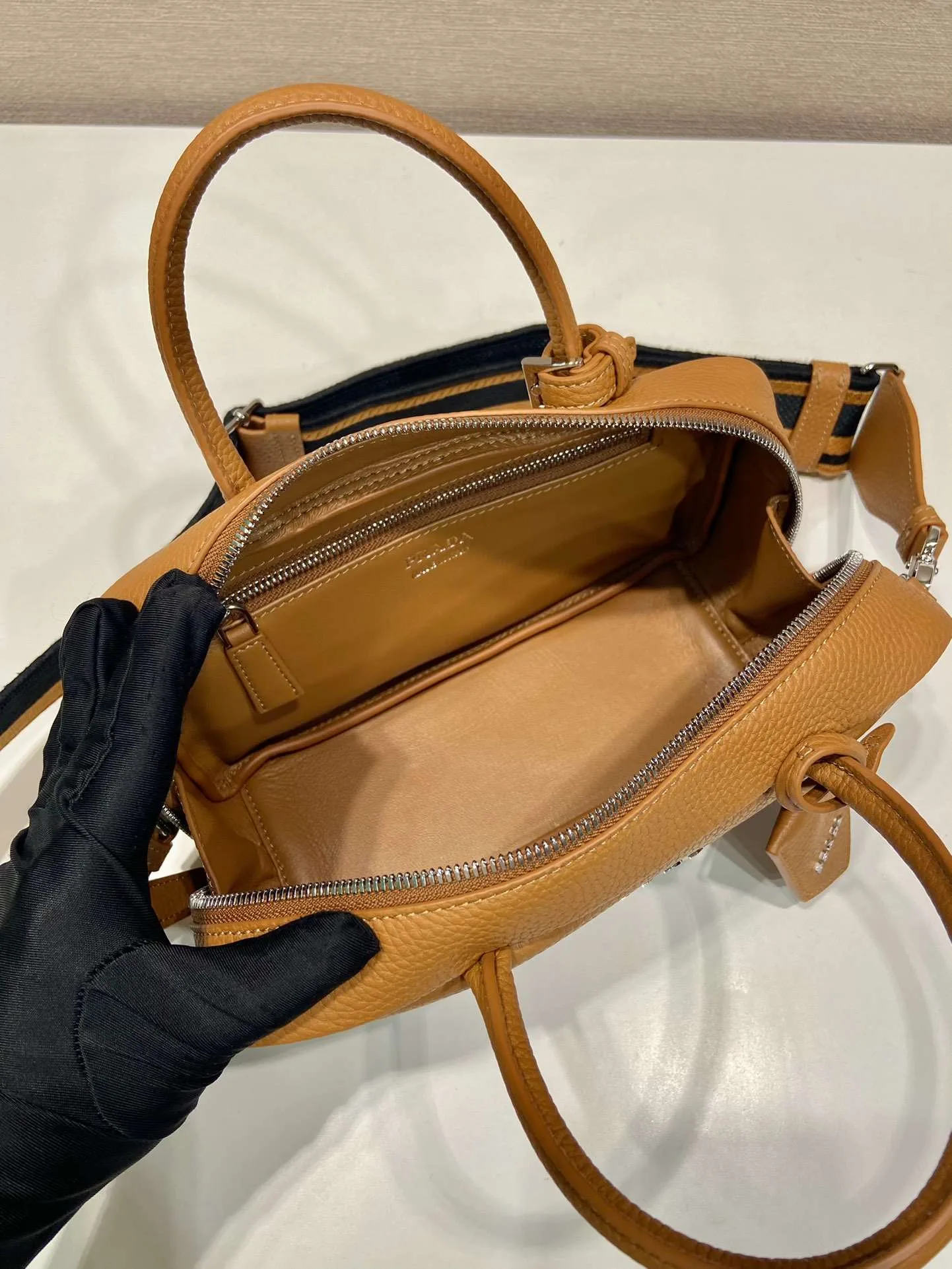 Prada Top-Handle Bag Brown/White/Green Khaki / 1BB102_2DKV_F02Z8_V_3OO - Image 3