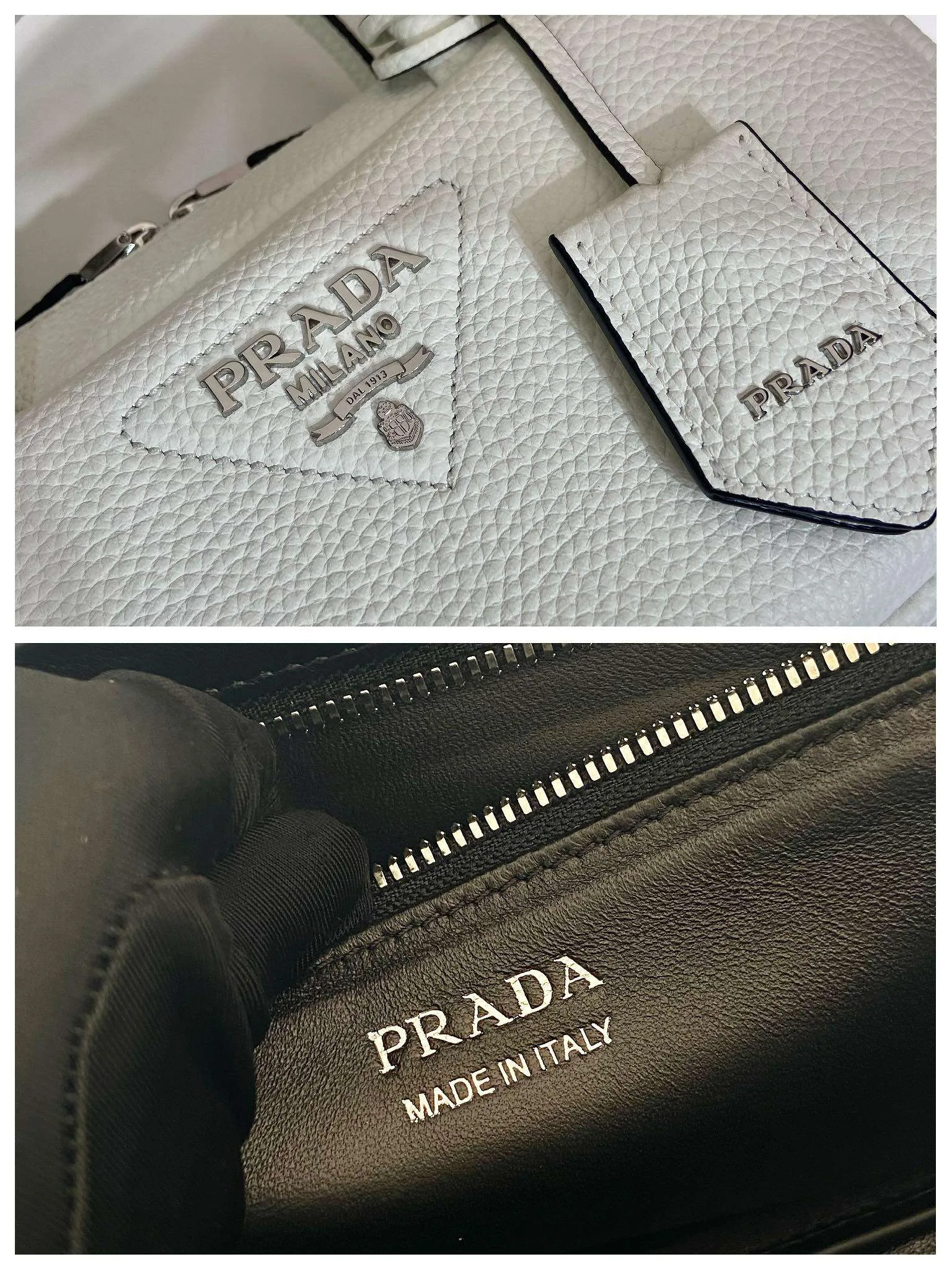 Prada Top-Handle Bag Brown/White/Green Khaki / 1BB102_2DKV_F02Z8_V_3OO - Image 14