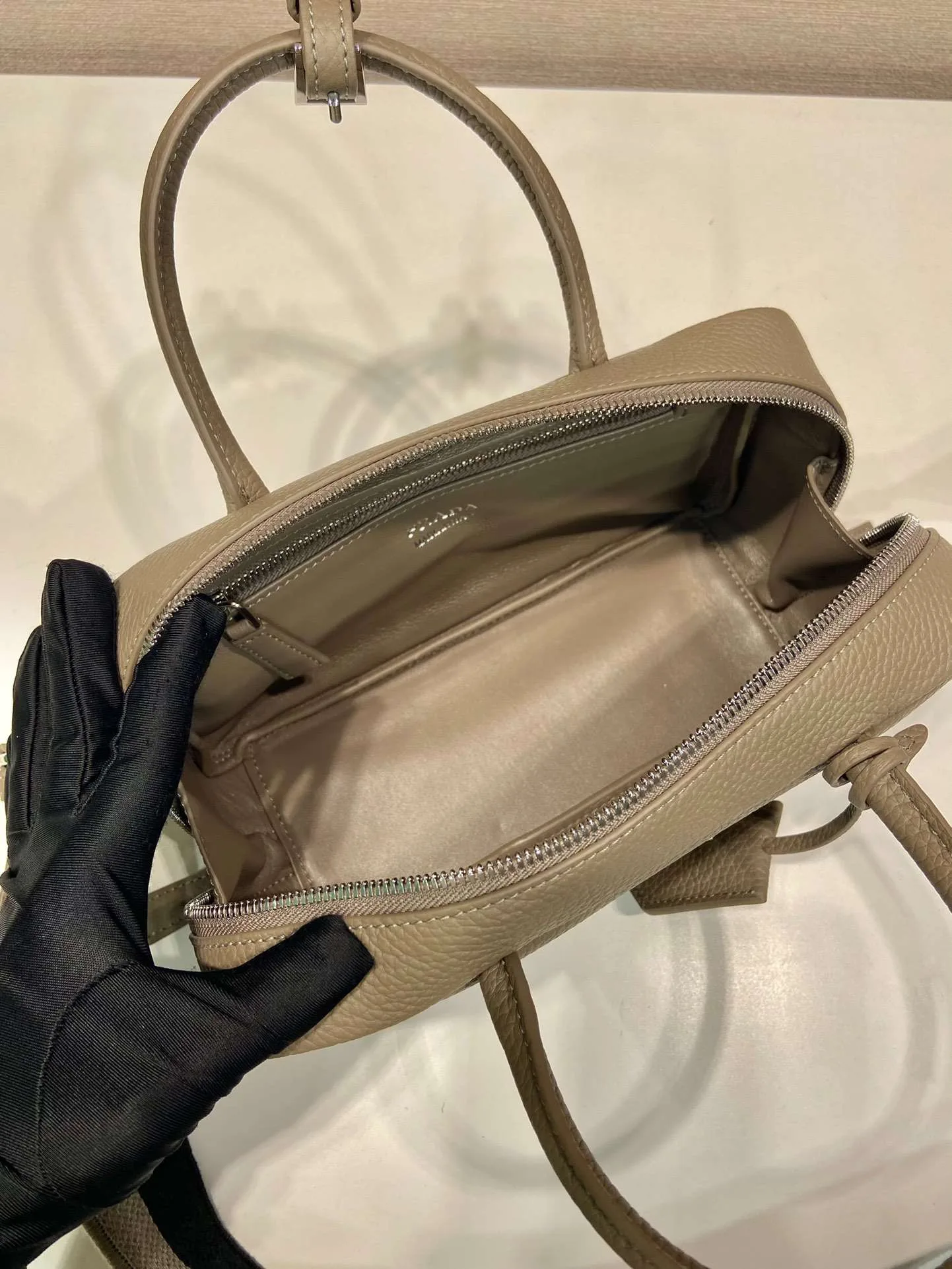 Prada Top-Handle Bag Brown/White/Green Khaki / 1BB102_2DKV_F02Z8_V_3OO - Image 20