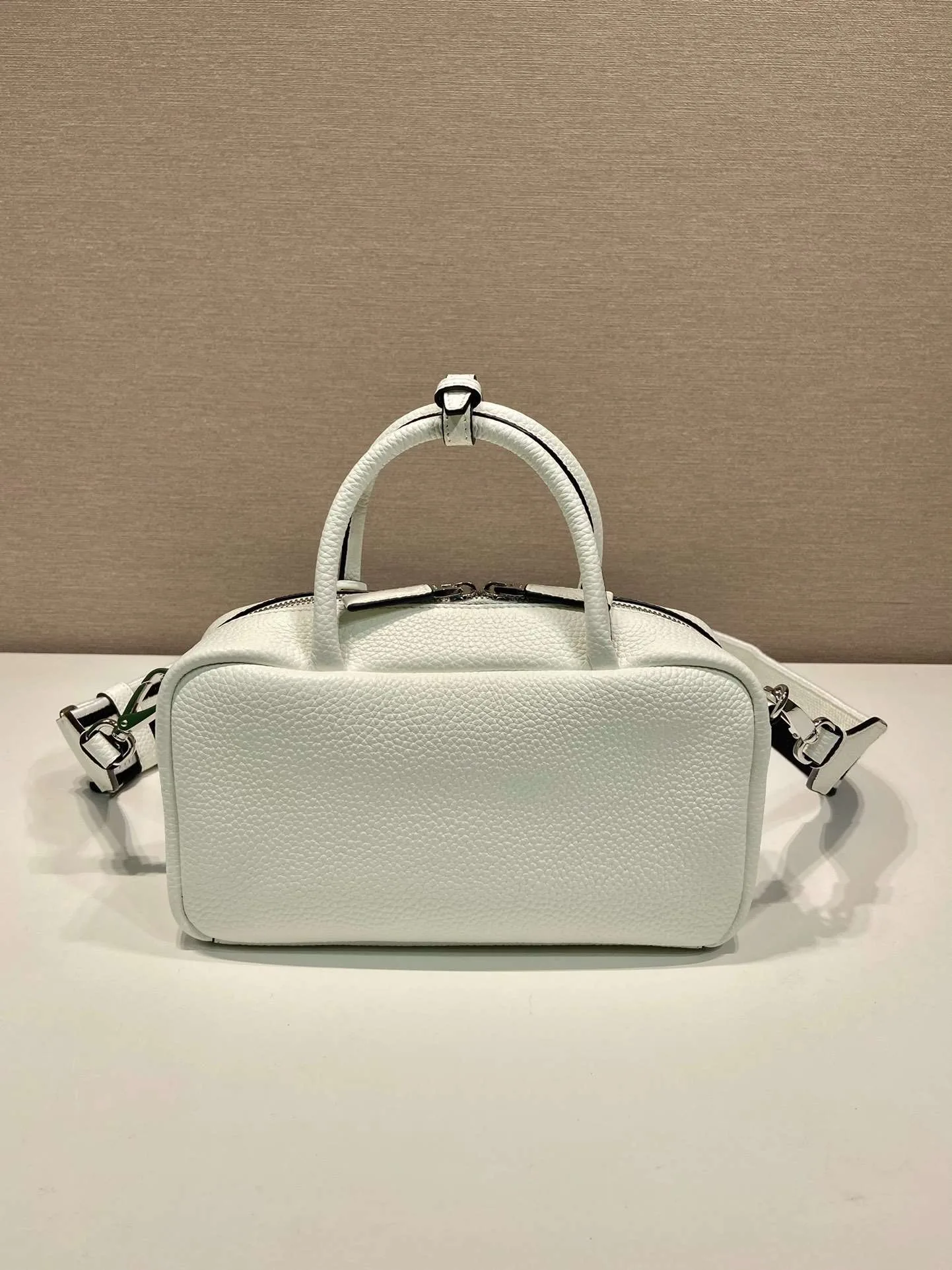 Prada Top-Handle Bag Brown/White/Green Khaki / 1BB102_2DKV_F02Z8_V_3OO - Image 12