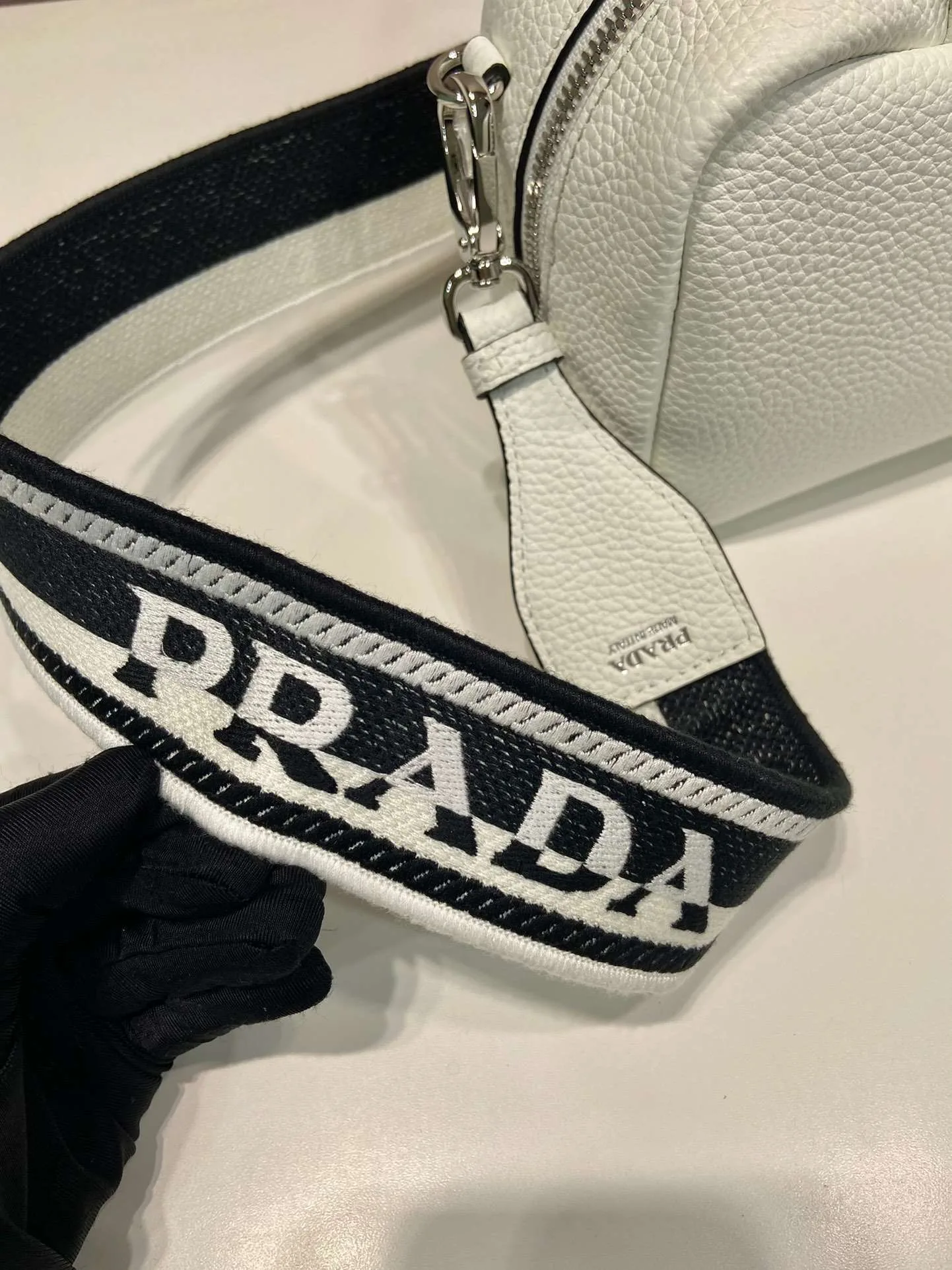 Prada Top-Handle Bag Brown/White/Green Khaki / 1BB102_2DKV_F02Z8_V_3OO - Image 11