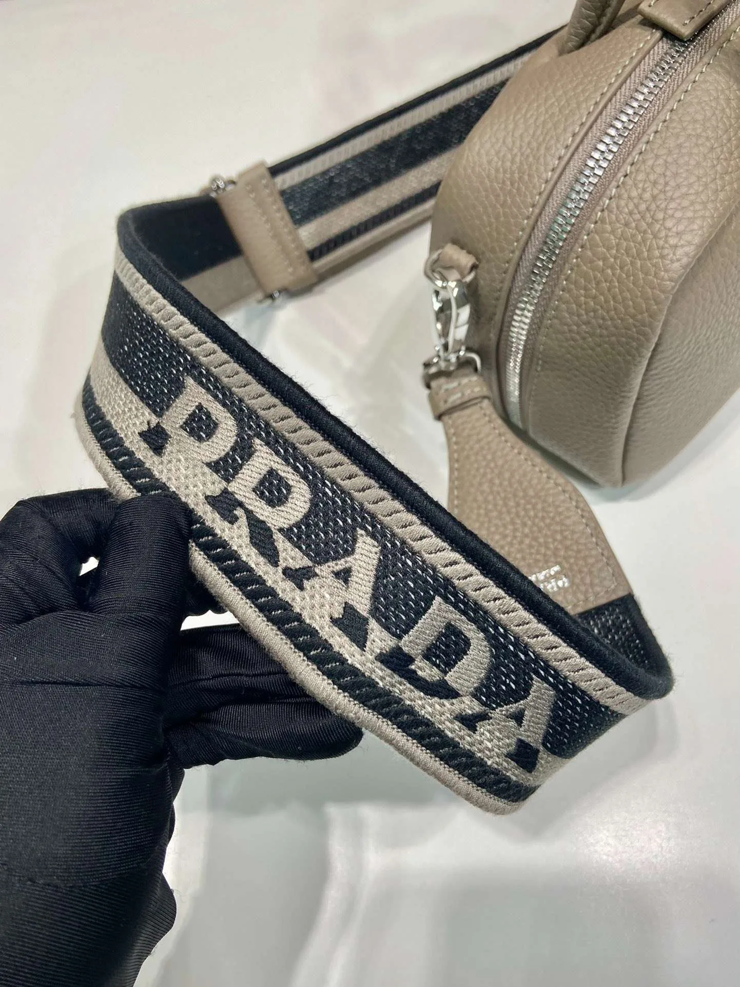 Prada Top-Handle Bag Brown/White/Green Khaki / 1BB102_2DKV_F02Z8_V_3OO - Image 23