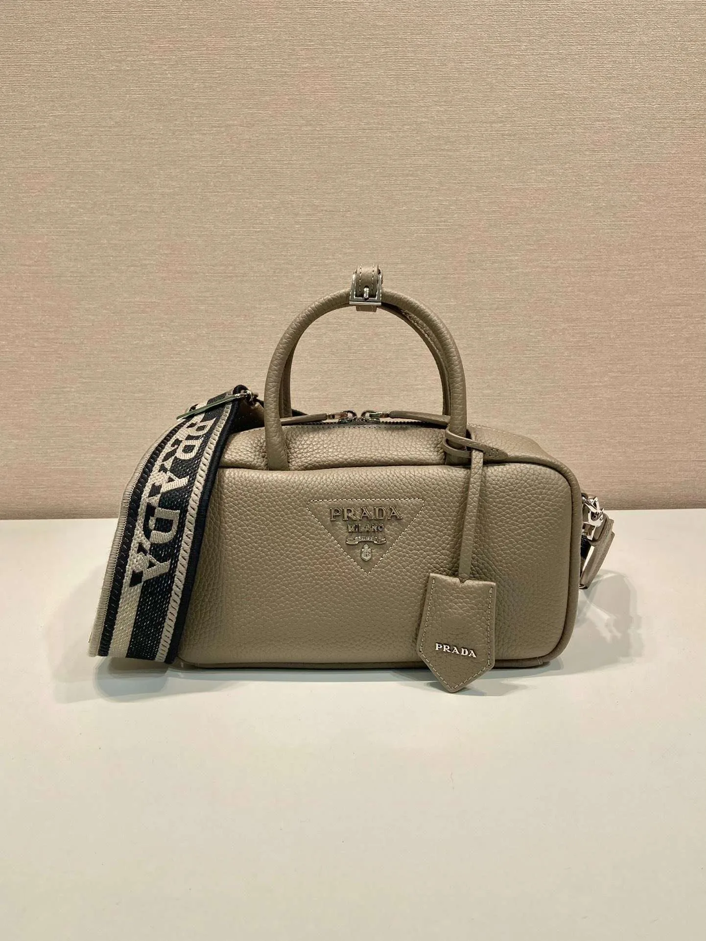 Prada Top-Handle Bag Brown/White/Green Khaki / 1BB102_2DKV_F02Z8_V_3OO - Image 24