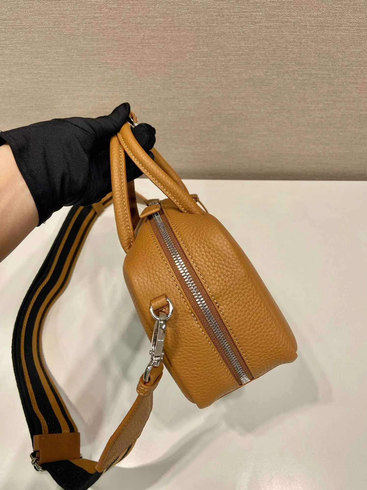 Prada Top-Handle Bag Brown/White/Green Khaki / 1BB102_2DKV_F02Z8_V_3OO - Image 9