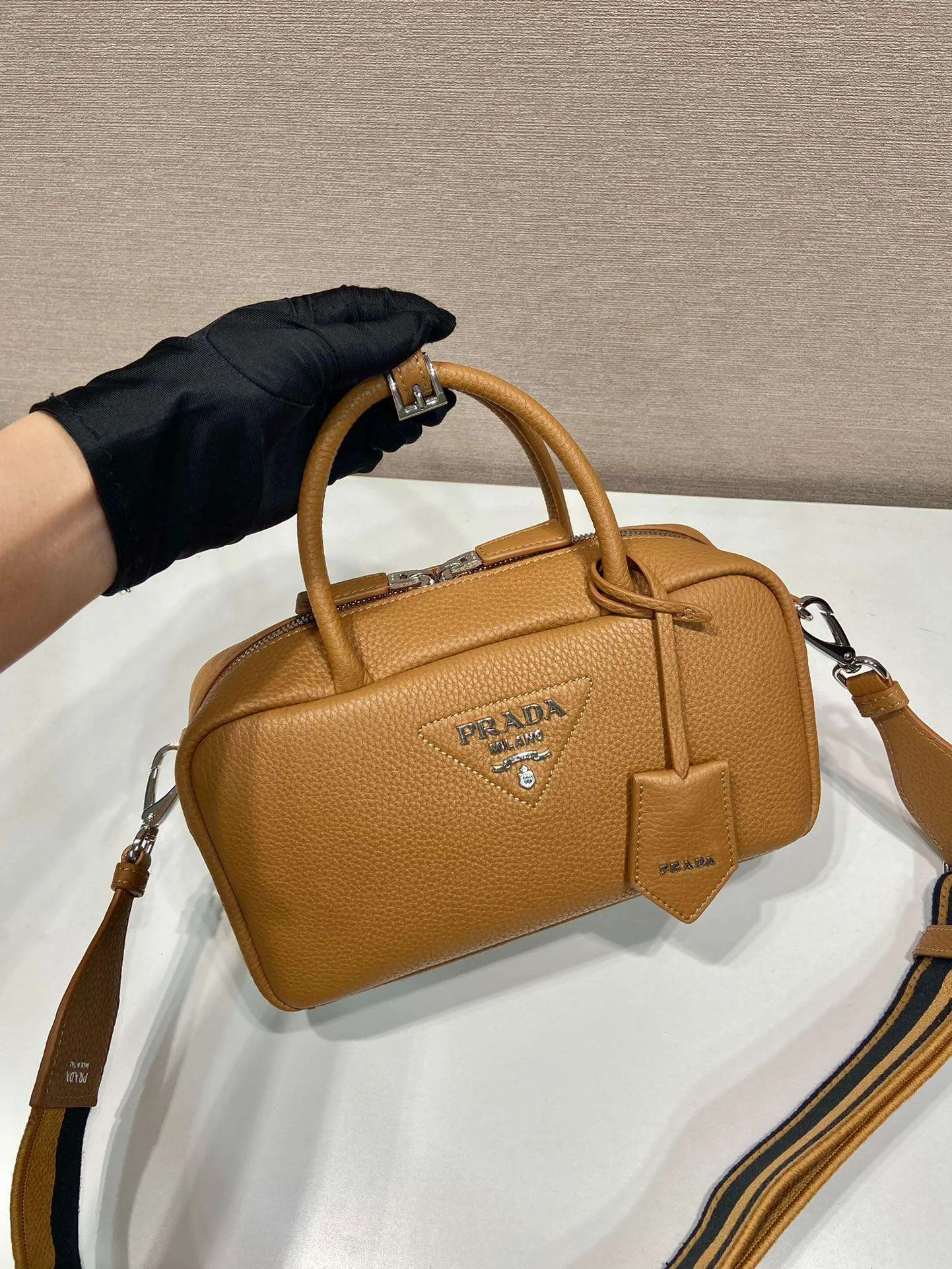 Prada Top-Handle Bag Brown/White/Green Khaki / 1BB102_2DKV_F02Z8_V_3OO - Image 8