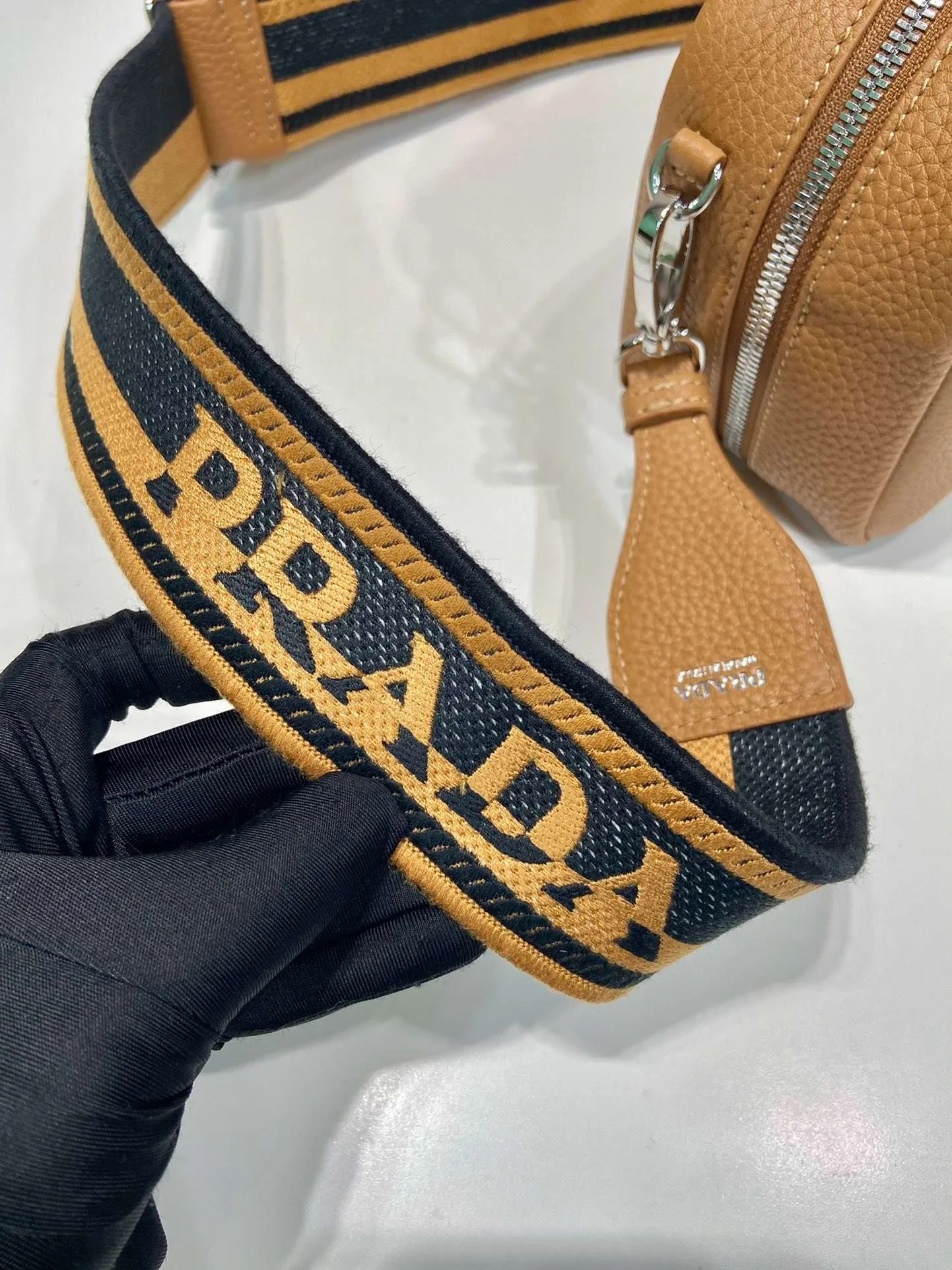 Prada Top-Handle Bag Brown/White/Green Khaki / 1BB102_2DKV_F02Z8_V_3OO - Image 6