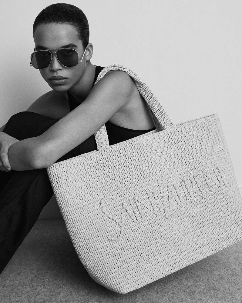 Alternative view of Saint Laurent Tote In Raffia Beige 21.3 Inches/