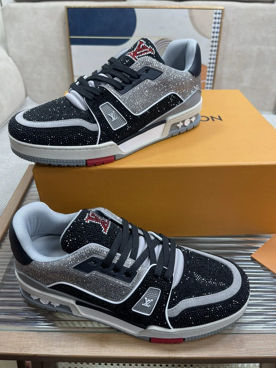 Louis Vuitton Trainer Sneaker LV Black/Silver - Image 3