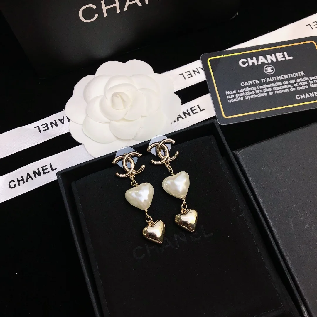 Alternative view of Chanel Two Hearts Links Earrings Gold Tone