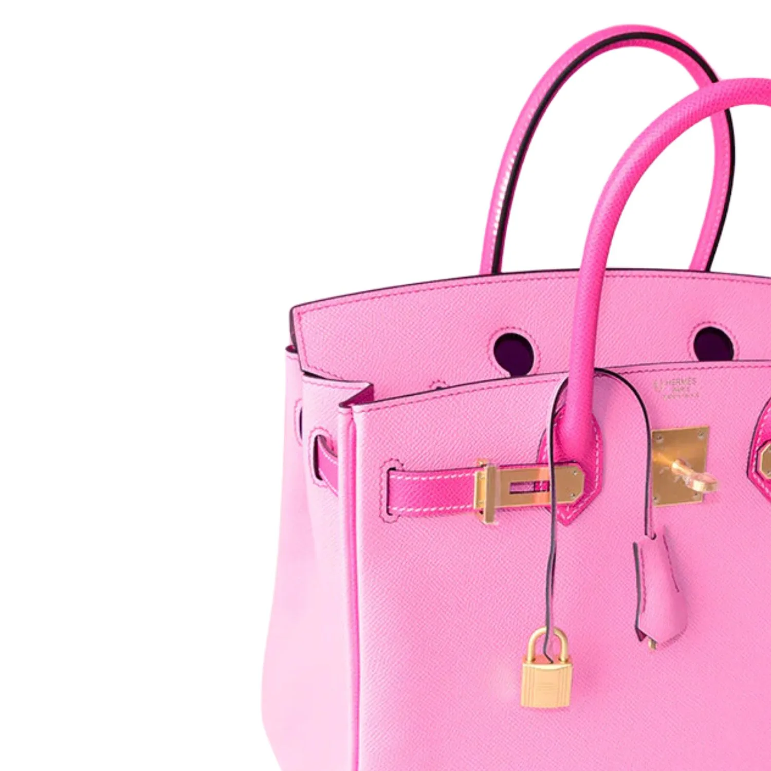 Hermes Horseshoe Stamp Birkin Top Handle Bag / Pink Gold Hardware - Image 3