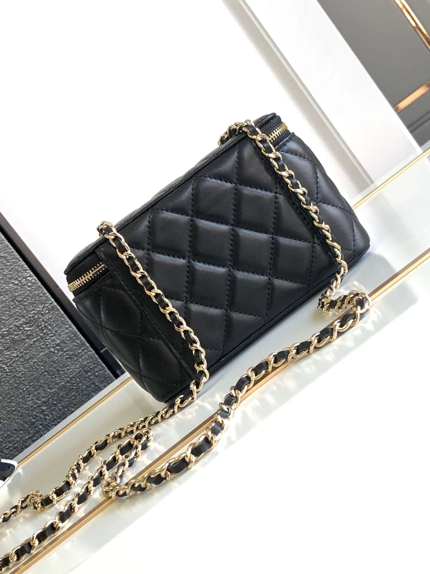Chanel Vanity Case Shoulder Bag / Black Gold Hardware - Image 4