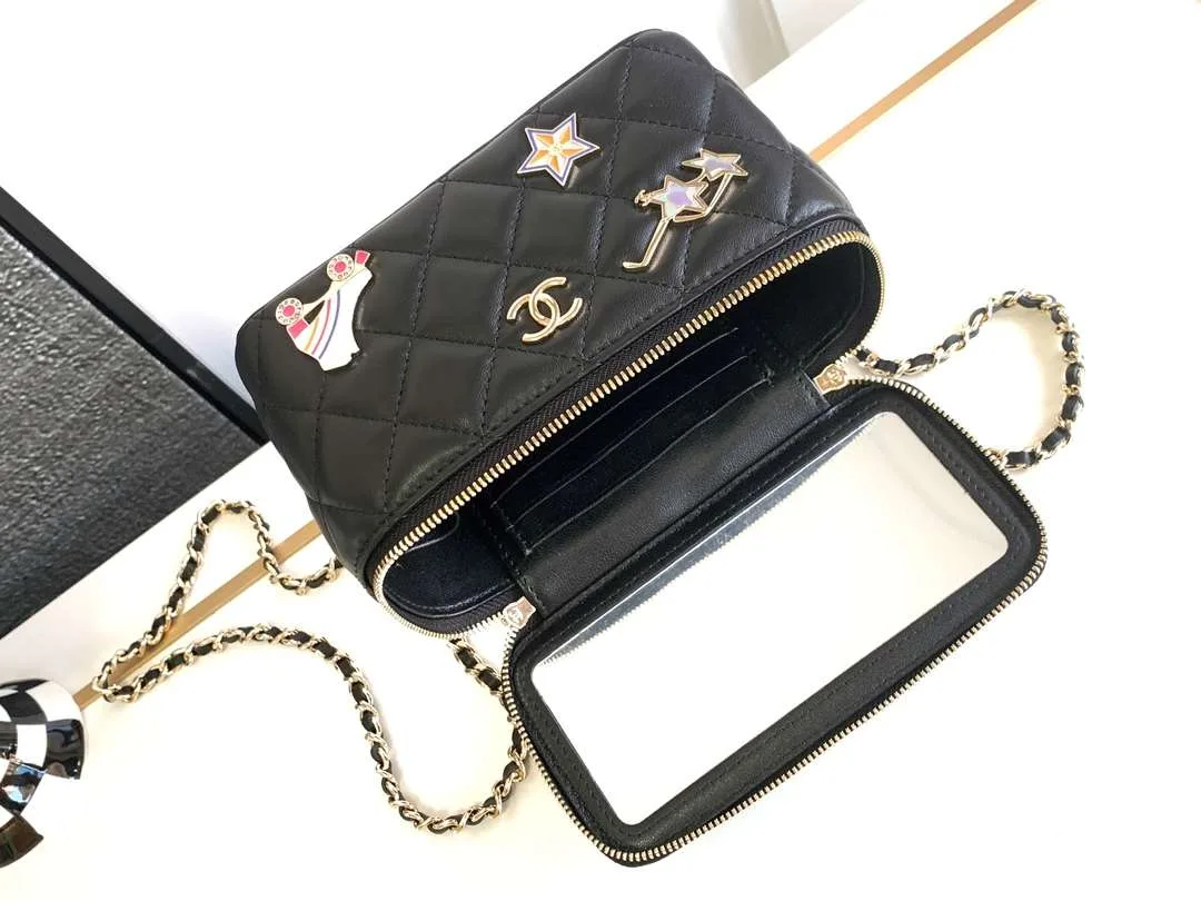 Chanel Vanity Case Shoulder Bag / Black Gold Hardware - Image 5