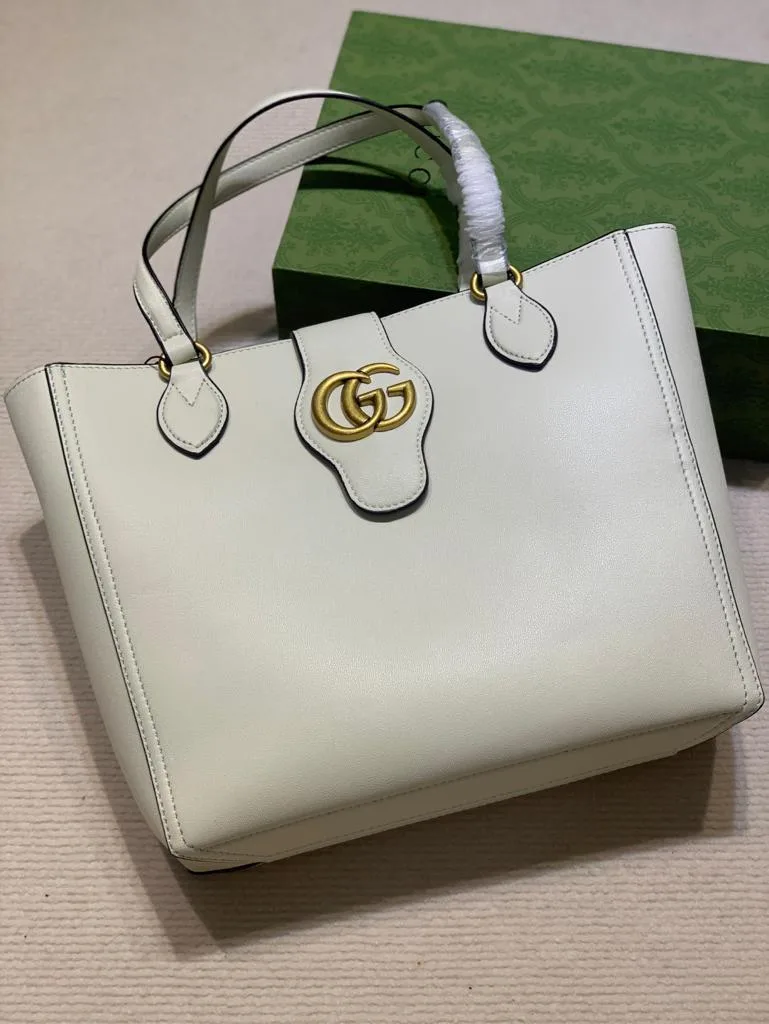 Alternative view of Gucci Medium Tote With Double G White /