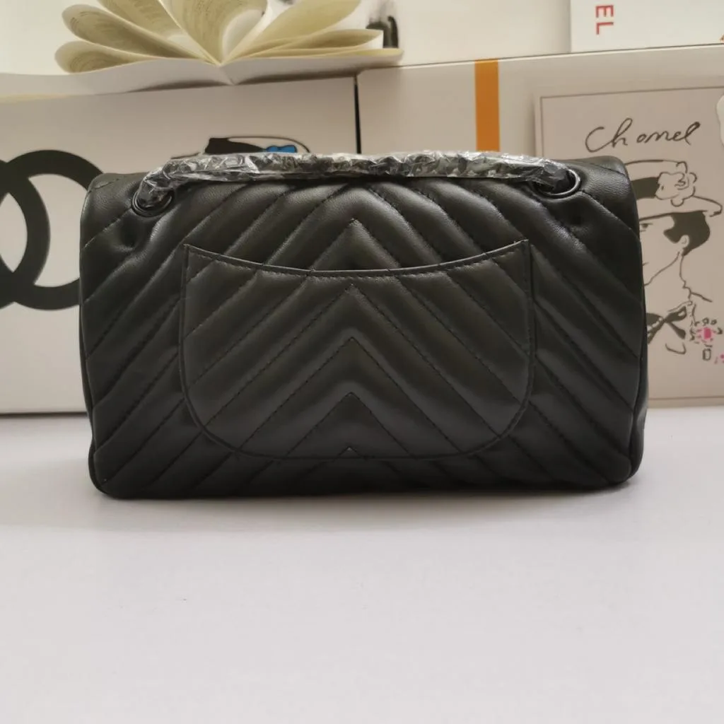 Chanel Chevron Classic Handbag Black Hardware Black - Image 5