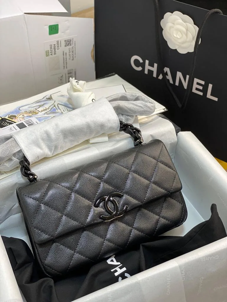Chanel Flap Bag Small Crossbody / Black Black Hardware - Image 3