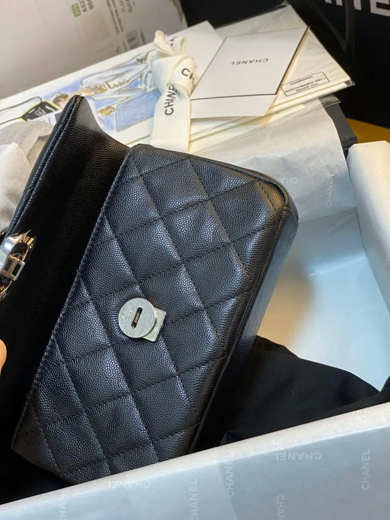 Chanel Flap Bag Small Crossbody / Black Black Hardware - Image 6
