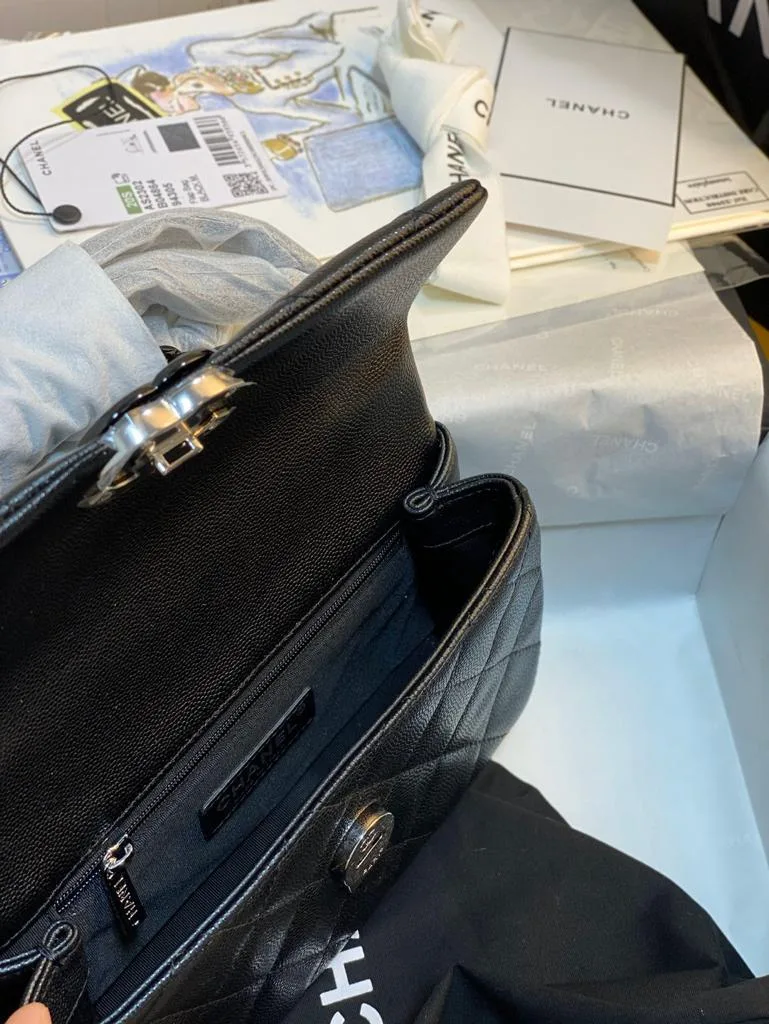 Chanel Flap Bag Small Crossbody / Black Black Hardware - Image 7