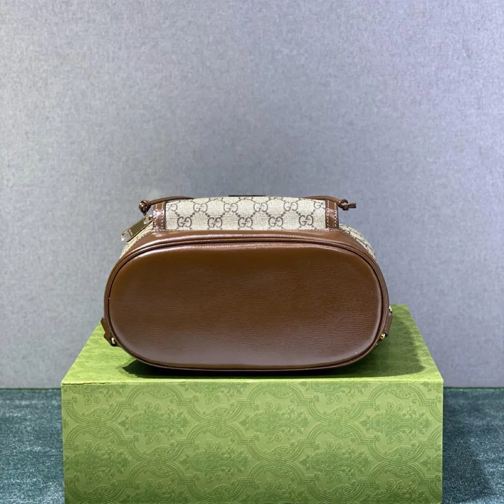 Gucci Backpack With Interlocking G Beige And Ebony GG Supreme Canvas Brown / - Image 5