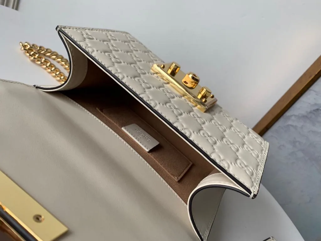Gucci GG Embossed Padlock Shoulder Bag White Milky / - Image 7