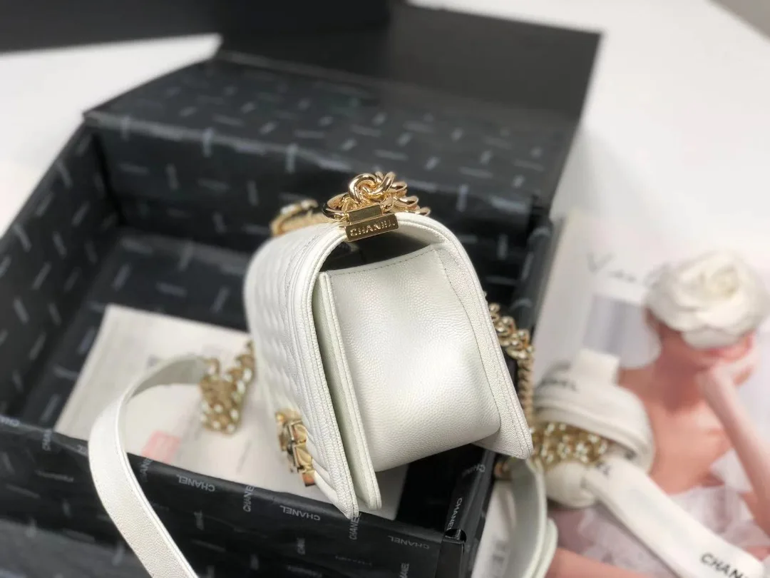 Chanel Boy Flap Small Crossbody Bag / White Gold Hardware - Image 4