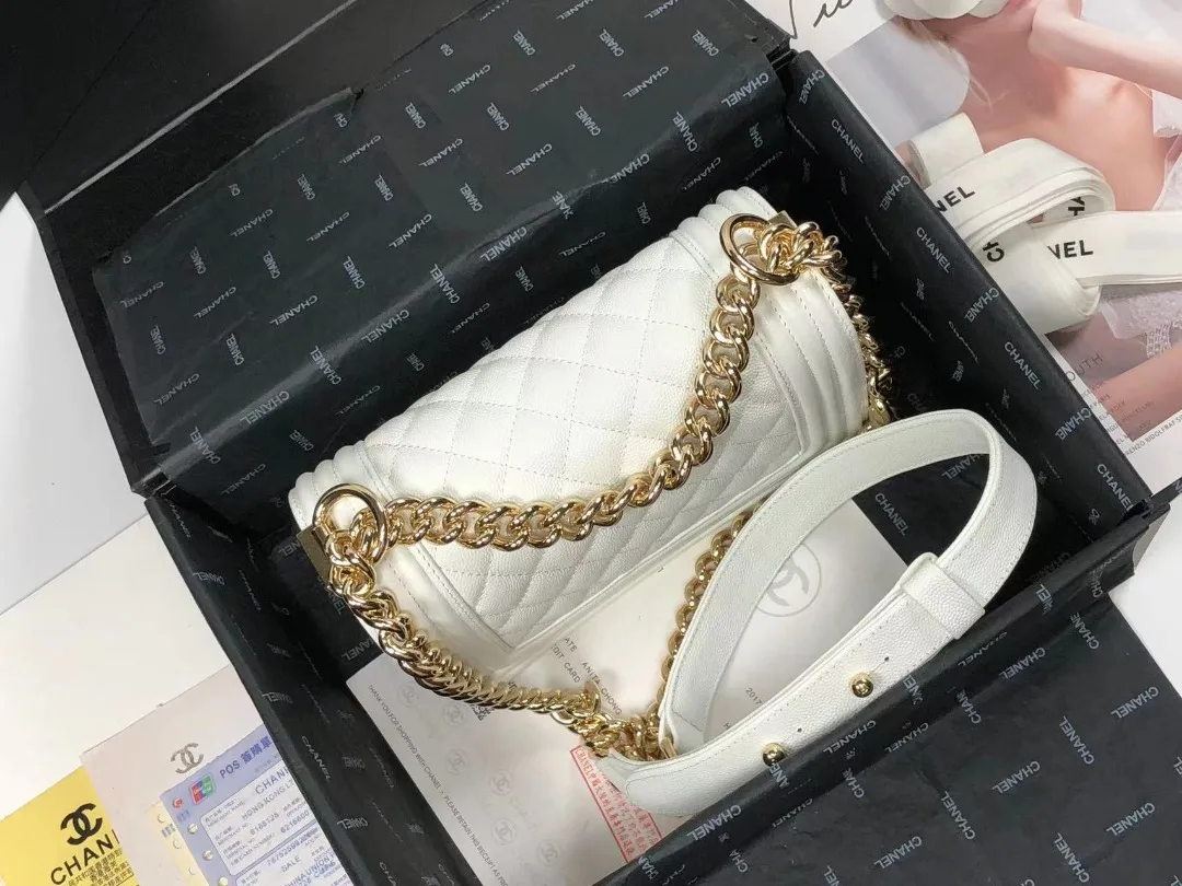 Chanel Boy Flap Small Crossbody Bag / White Gold Hardware - Image 6
