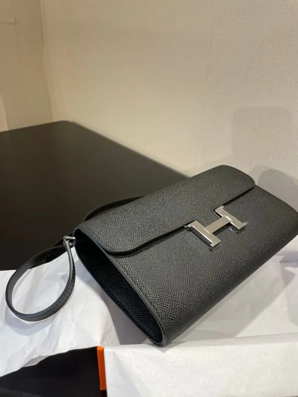 Hermes Constance Togo Long Wallet / Gold Toned Hardware Black - Image 5